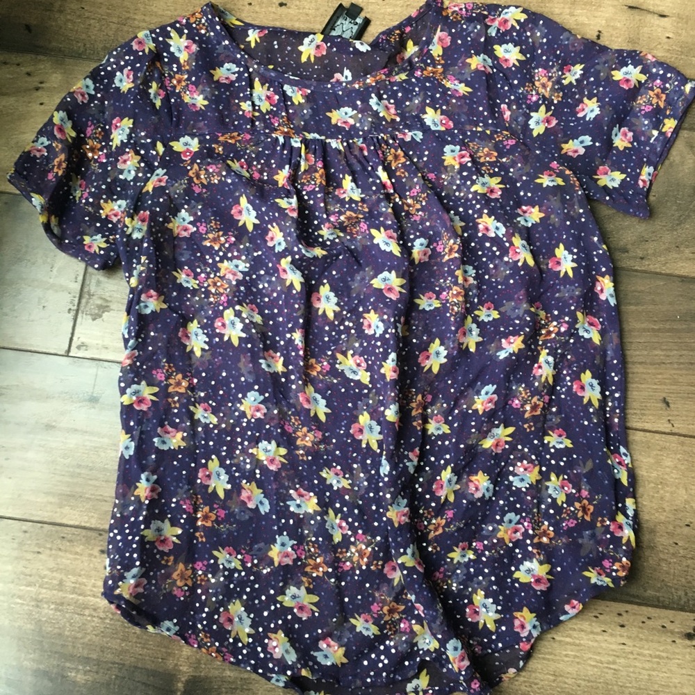 EUC Ella Moss sheer floral top, size XS